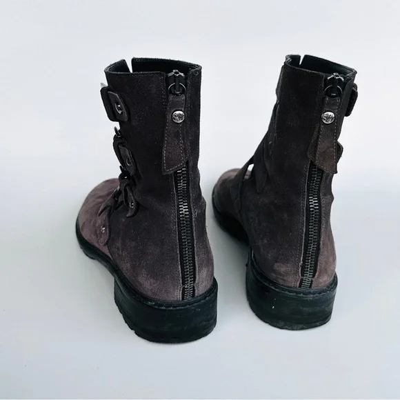 Stuart Weitzman Black and Grey Suede Leather Boots, US 7 - Picture 4 of 7